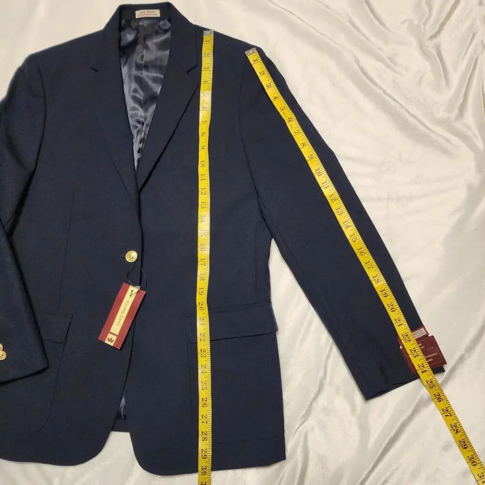 NWT Louis Martin Ladies Hopsack Poly/Wool Career Blazer Navy Blue, Size 12 - Picture 9 of 10